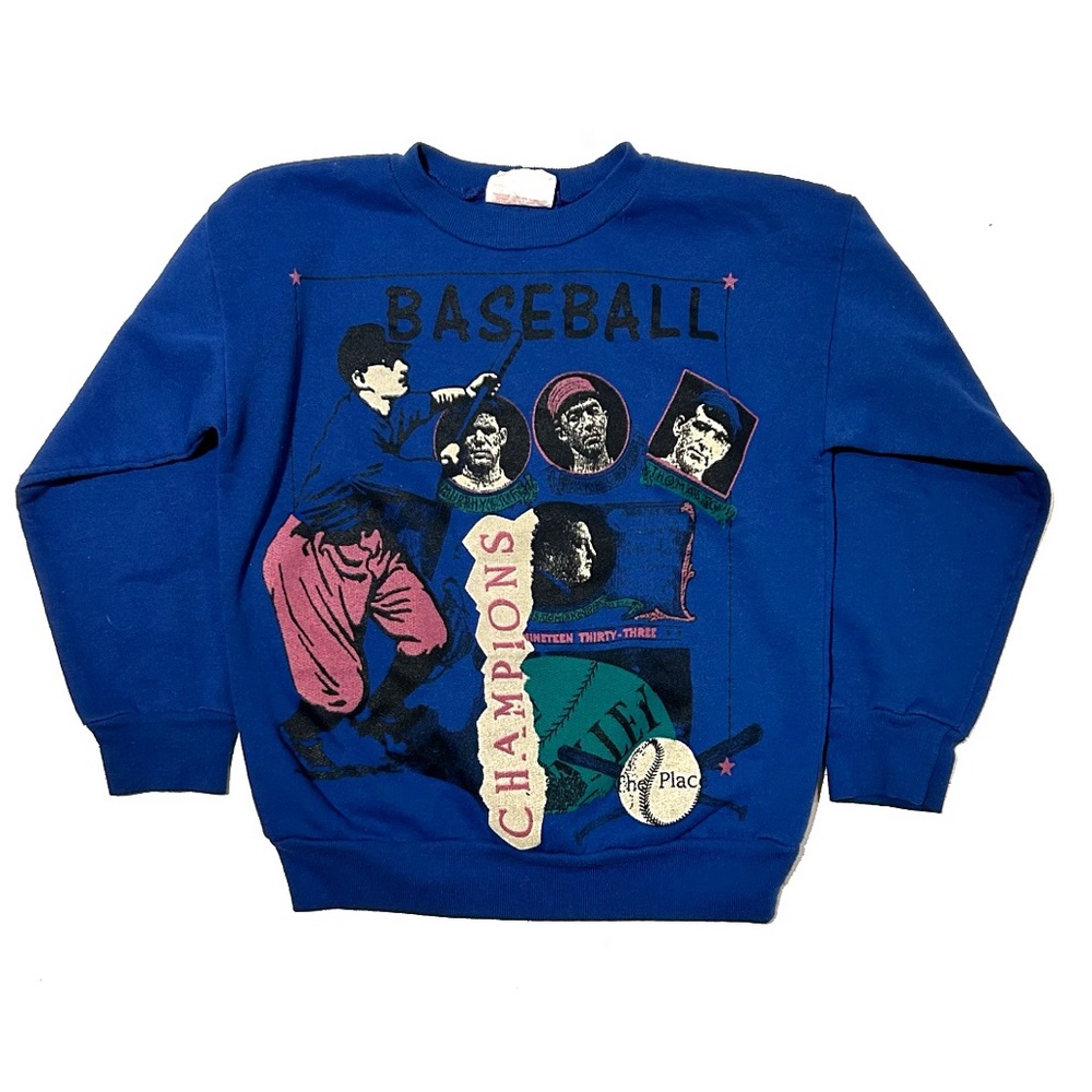 Vintage 1990s Boys MLB Baseball Champions Sweater Royal Blue Frank Baker Murphy